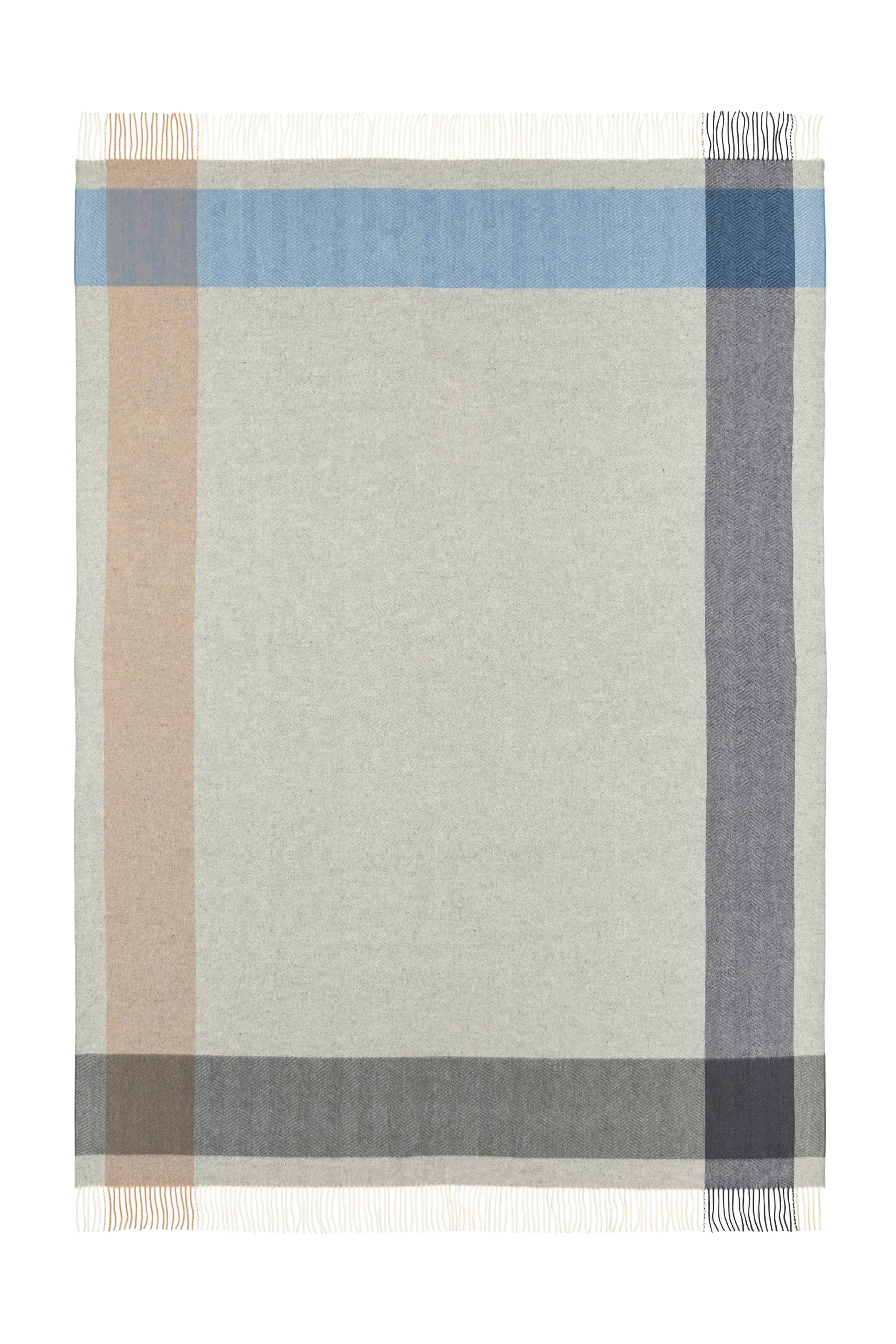 Block Border Wool Throw in Cool