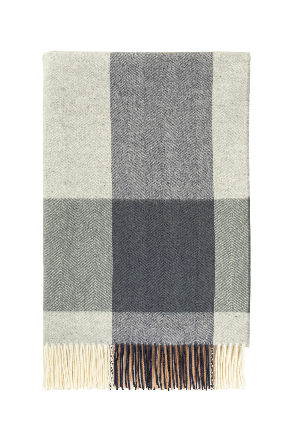 Block Border Wool Throw in Cool