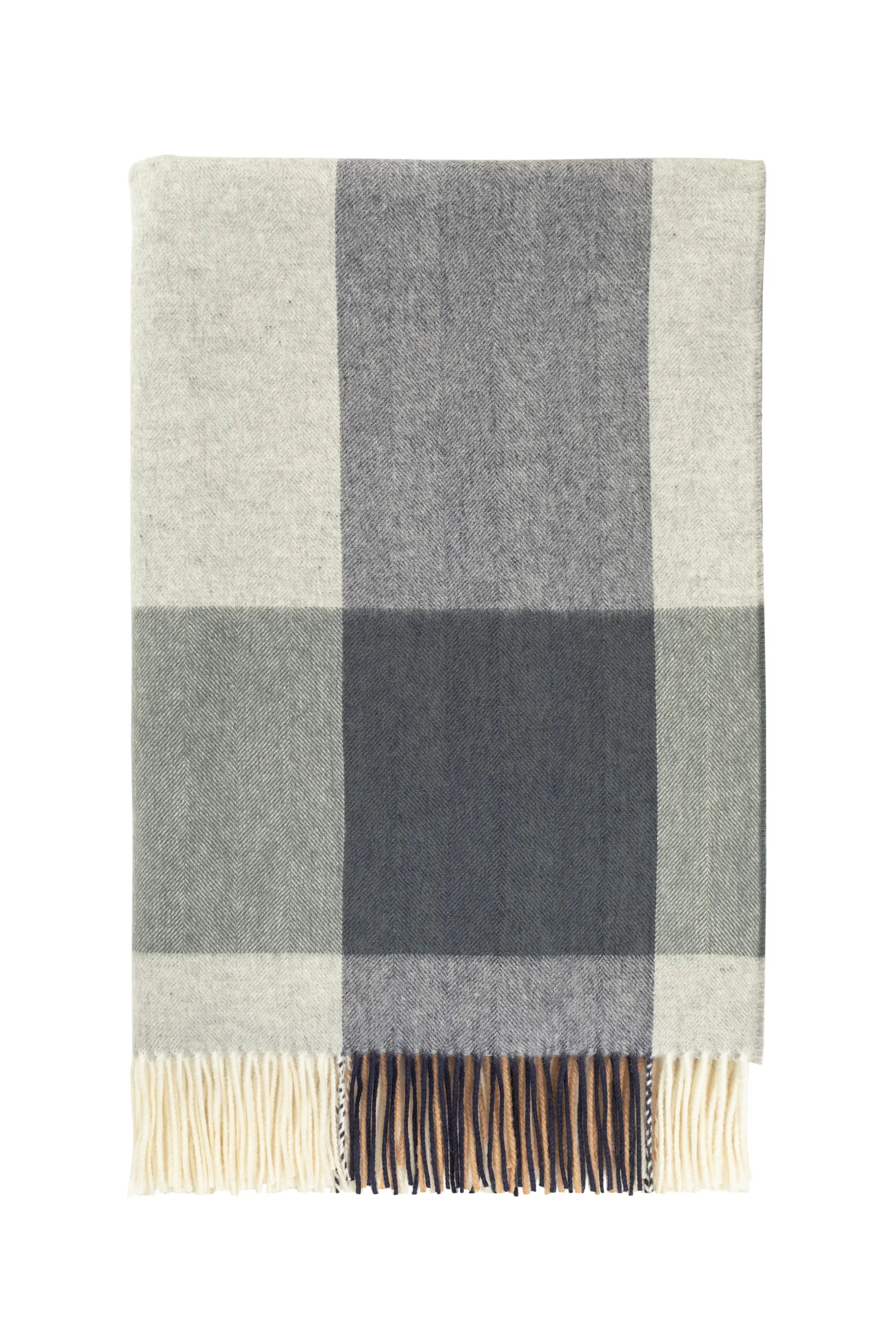 Block Border Wool Throw in Cool