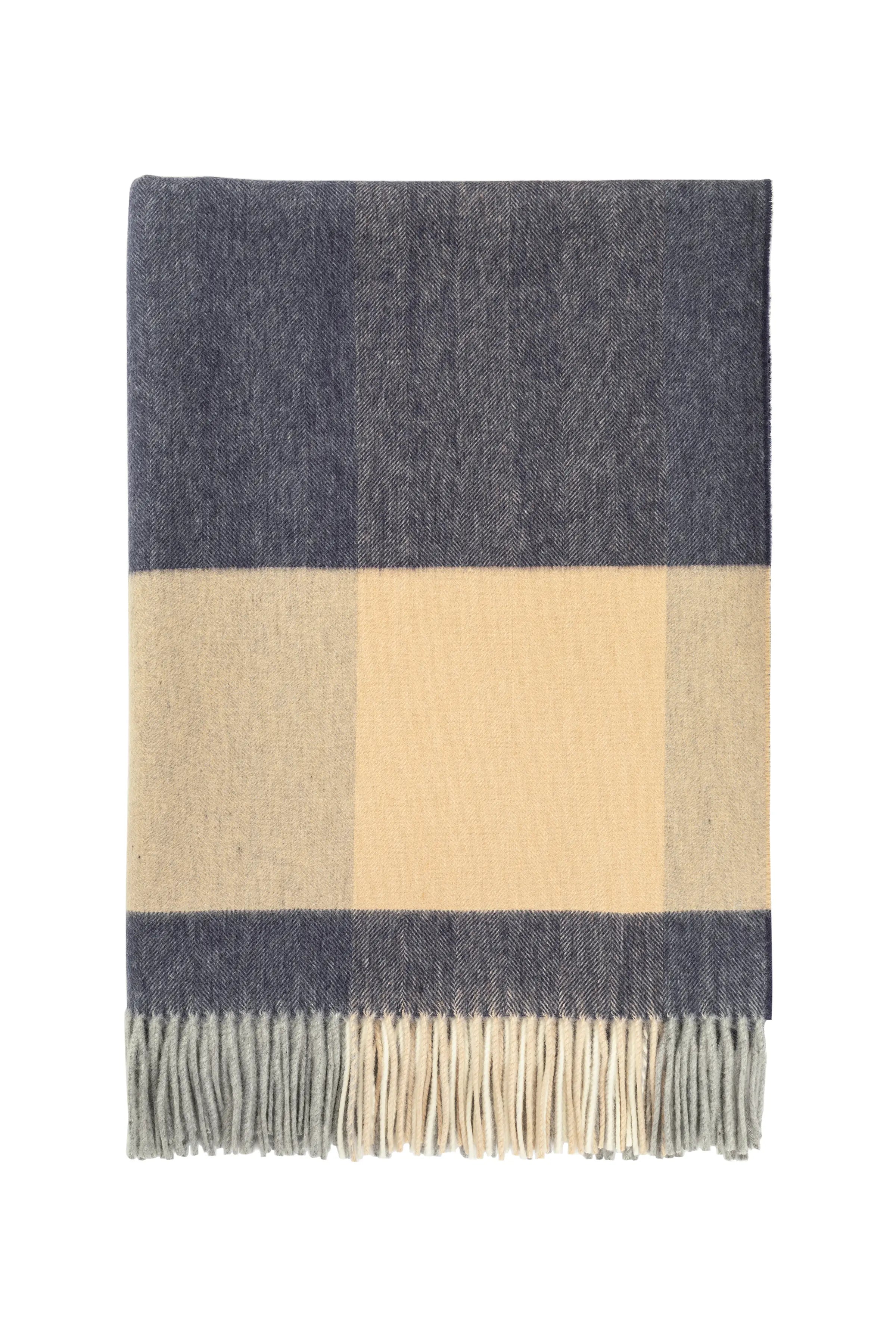 Block Border Wool Throw in Dark