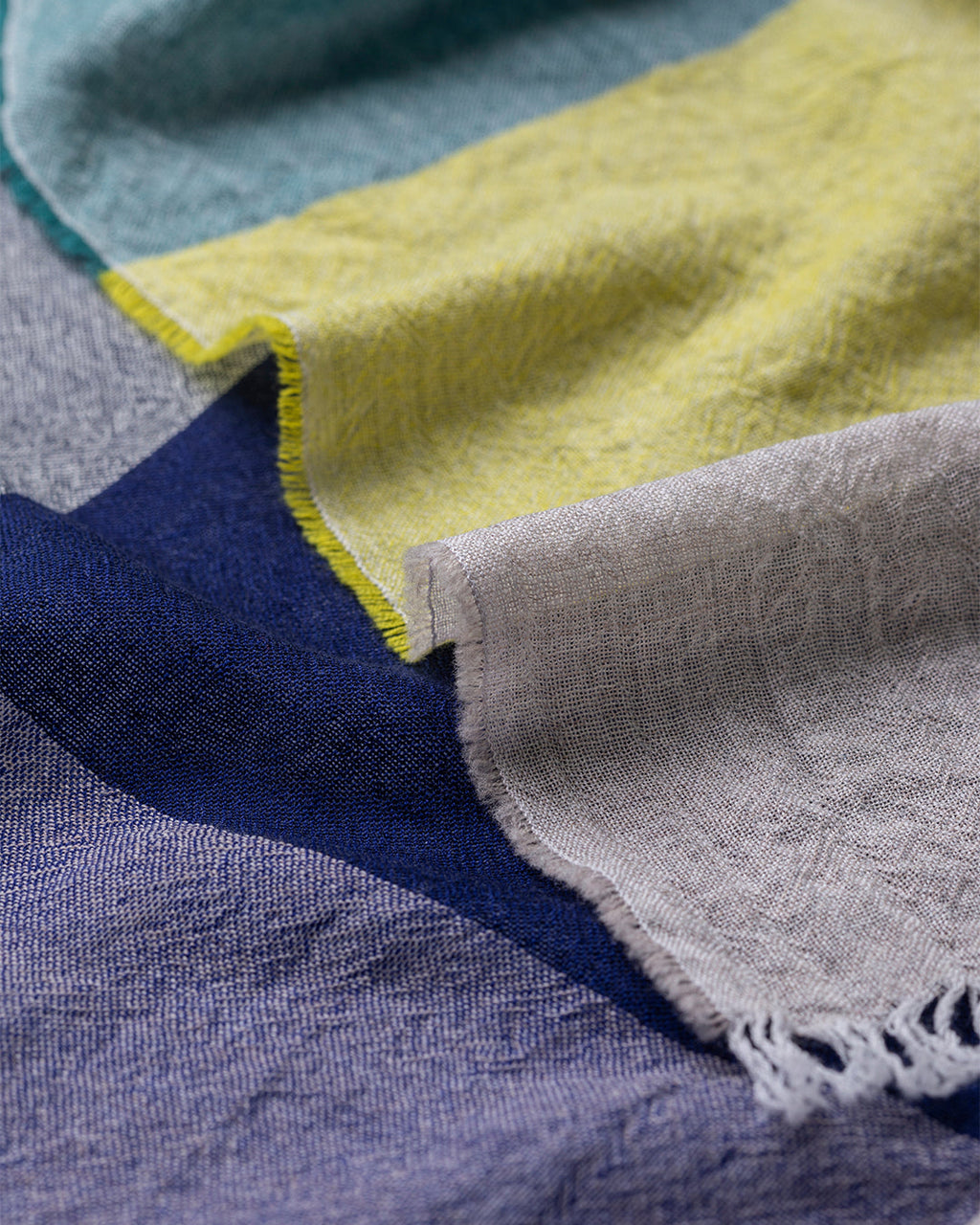 Ethie Navy & Lime Green Wool Scarf