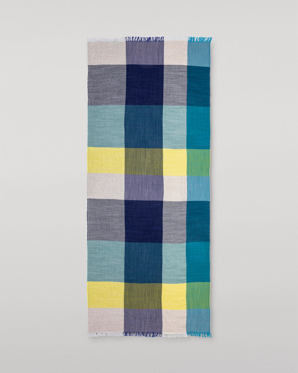 Ethie Navy & Lime Green Wool Scarf