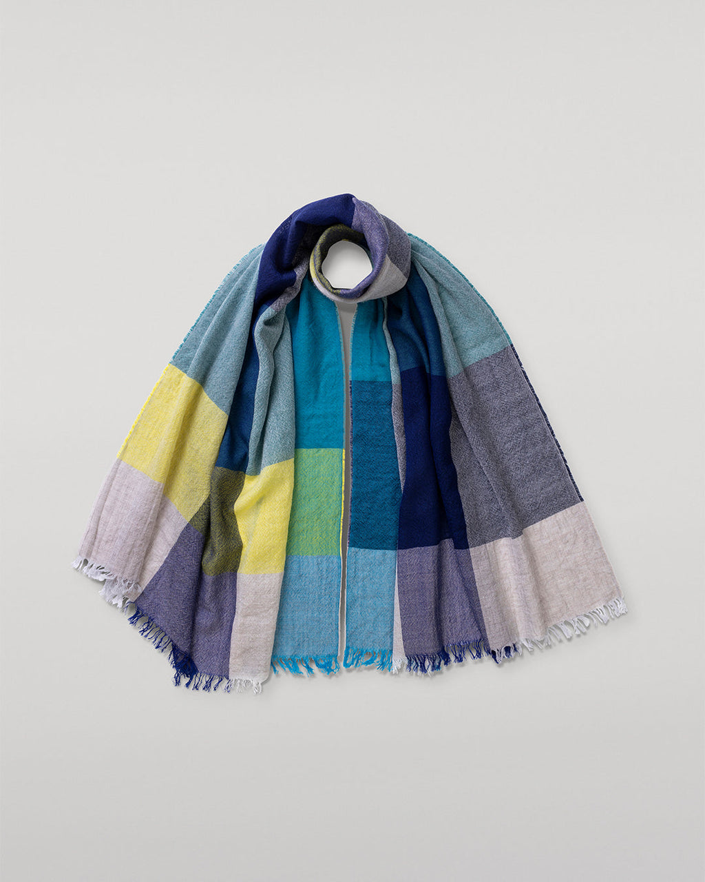 Ethie Navy & Lime Green Wool Scarf