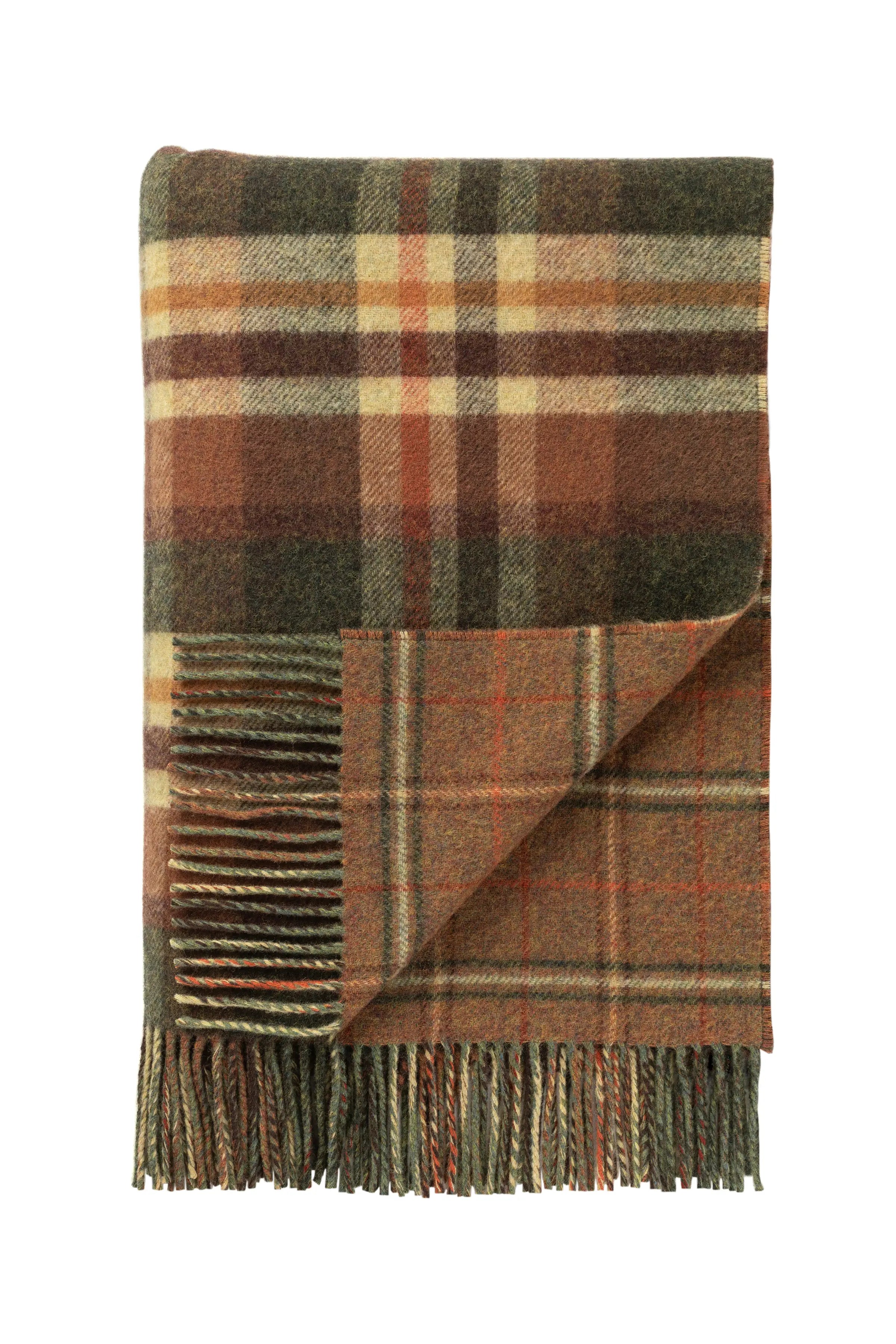 Double Face Lambswool Throw in Block & Windowpane Check