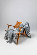 Double Face Lambswool Throw in Grey & White Check