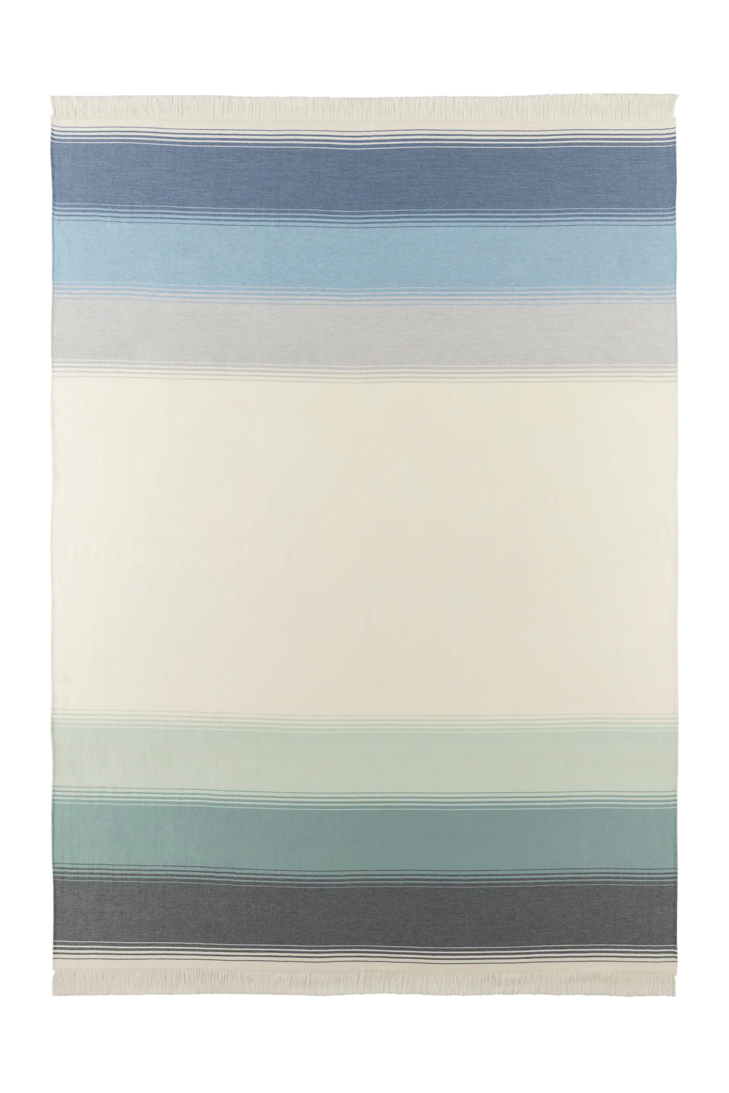 Diffused Stripe Merino Wool Throw in Blue