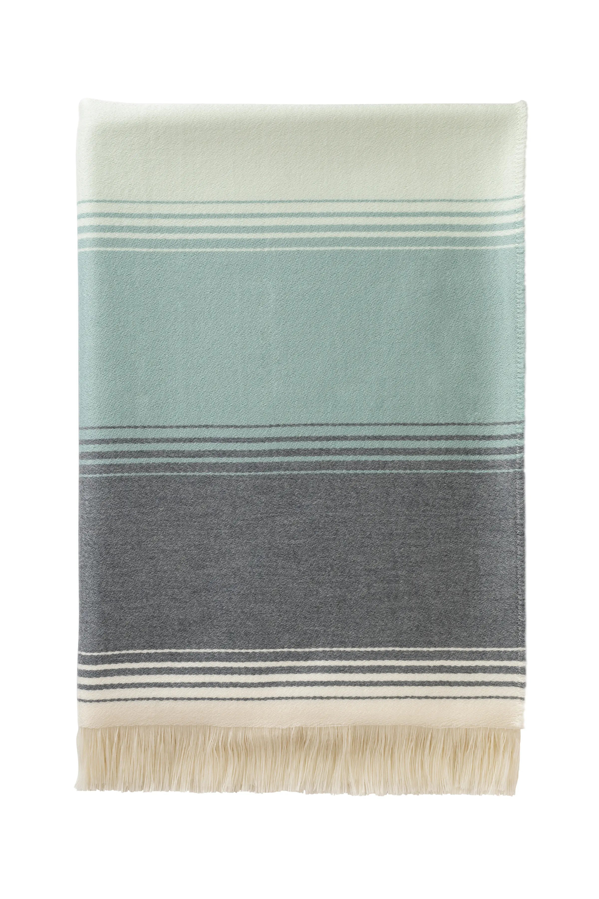 Diffused Stripe Merino Wool Throw in Blue