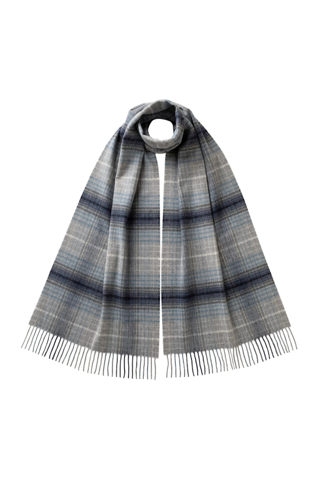 Ombre Check Grey Merino Scarf