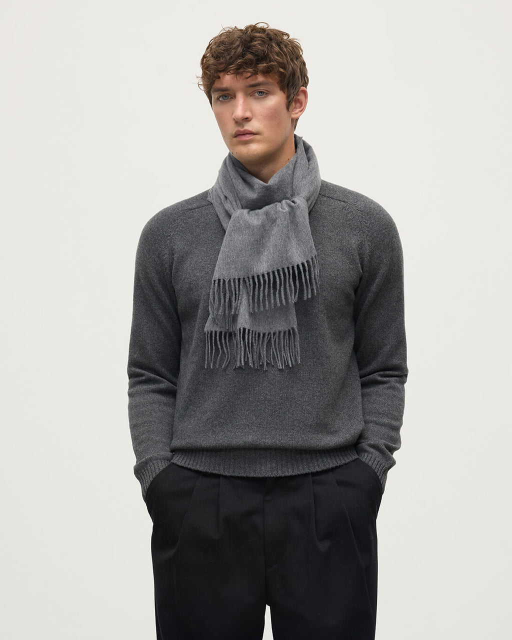 Merino Wool Mid Grey Scarf