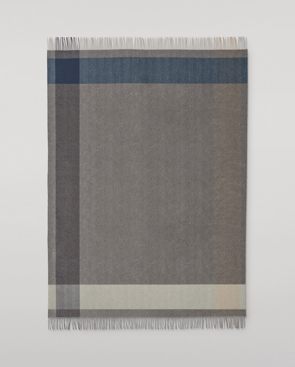 Block Border Grey Wool Throw