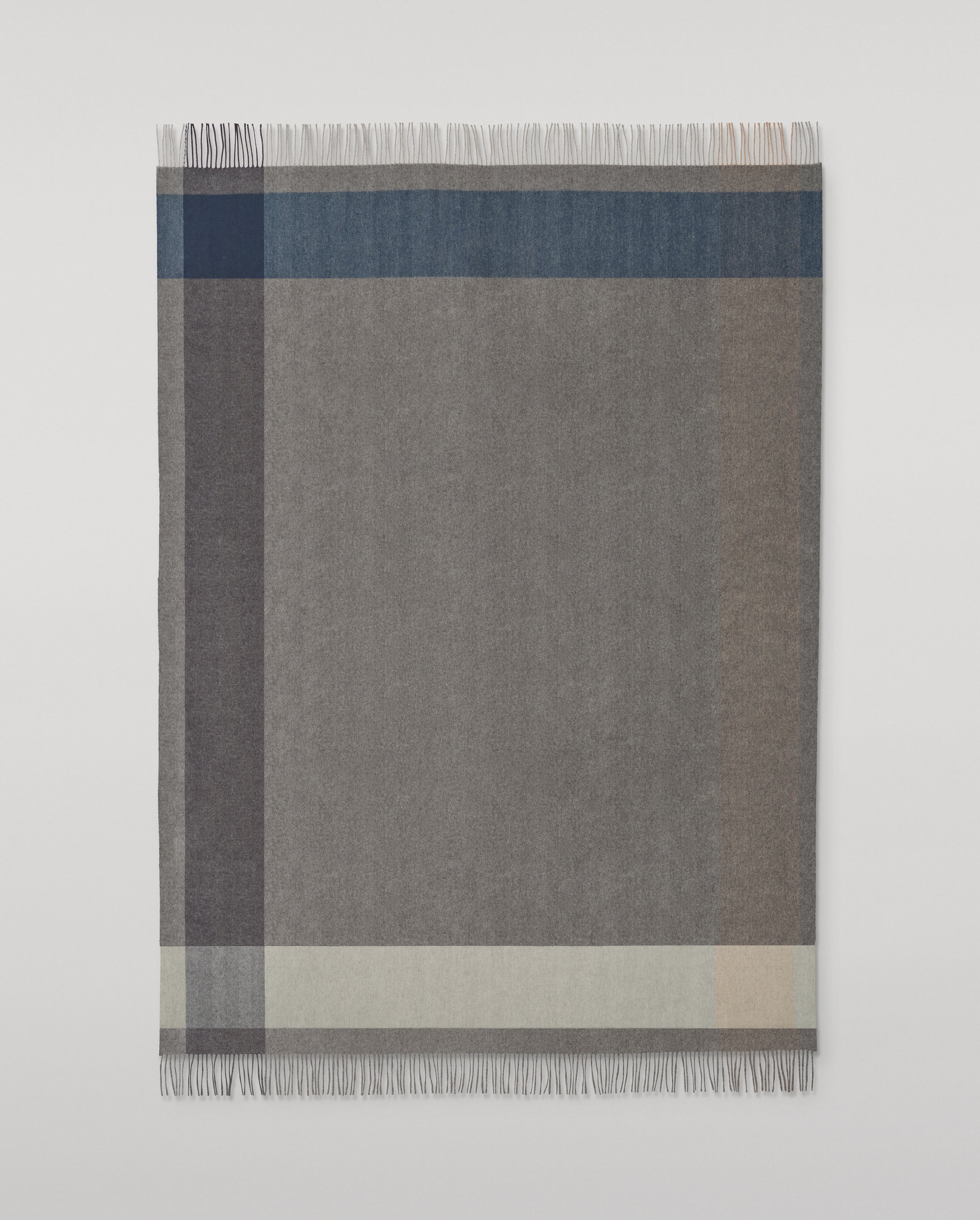 Block Border Grey Wool Throw