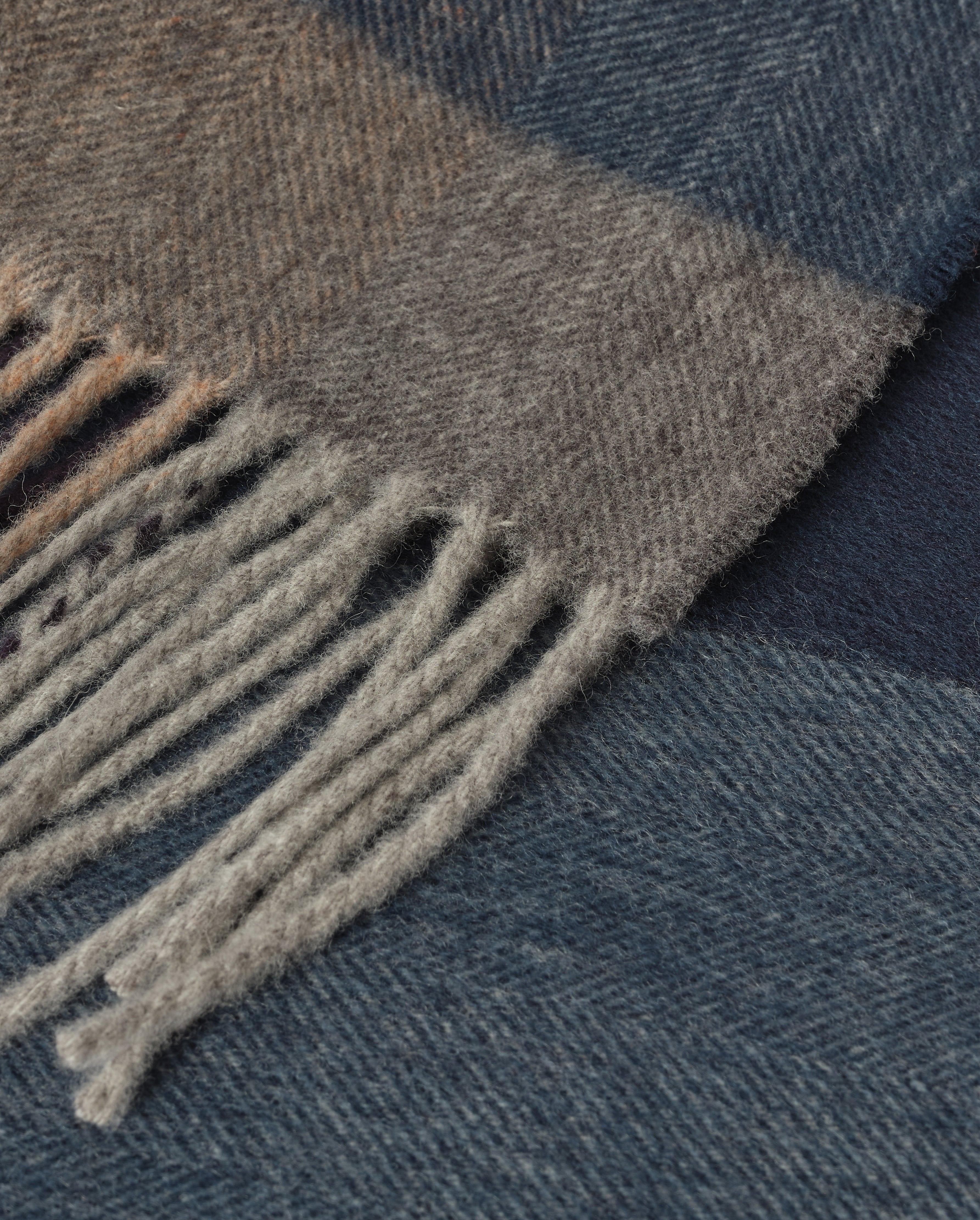 Block Border Grey Wool Throw