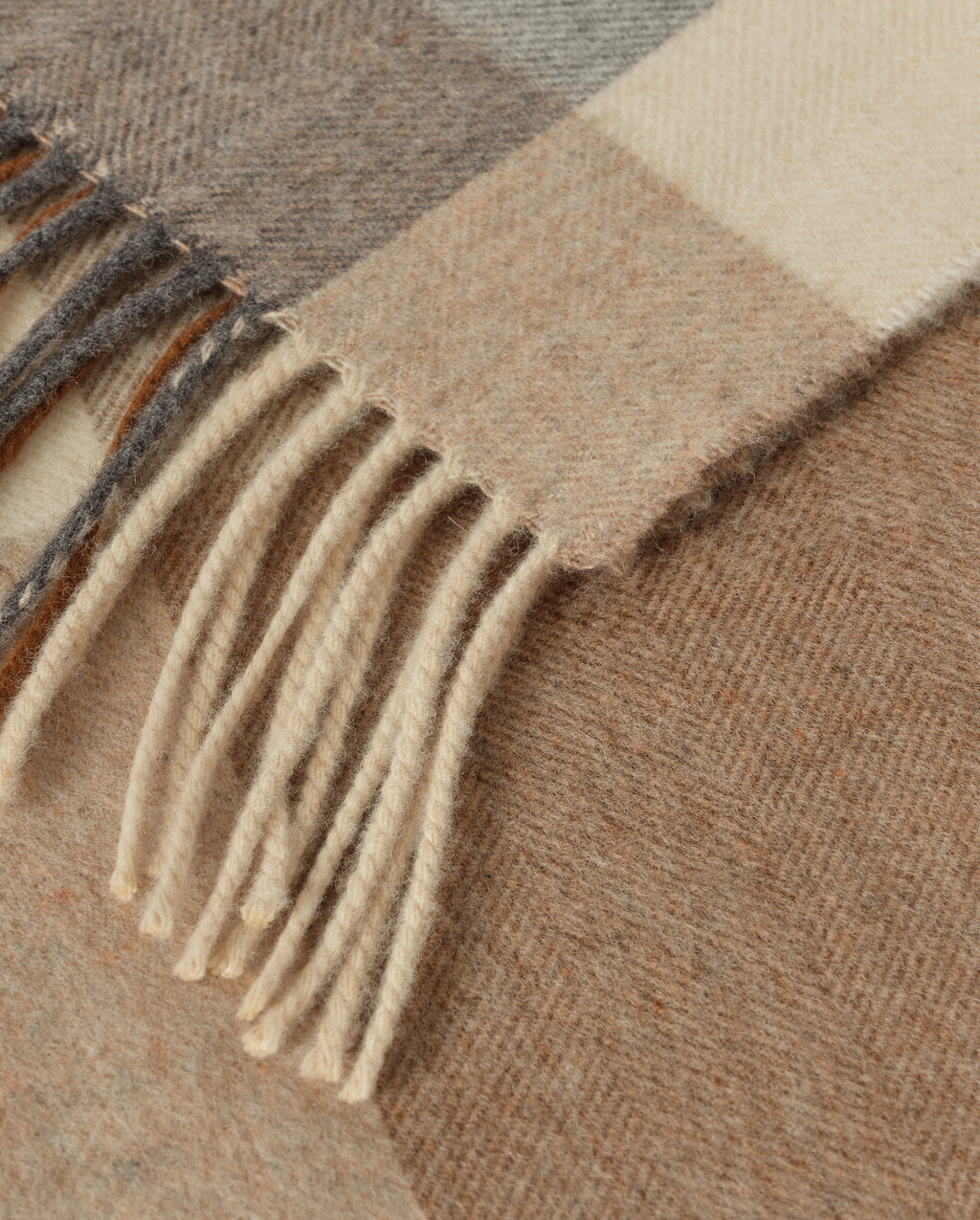 Block Border Natural Wool Throw