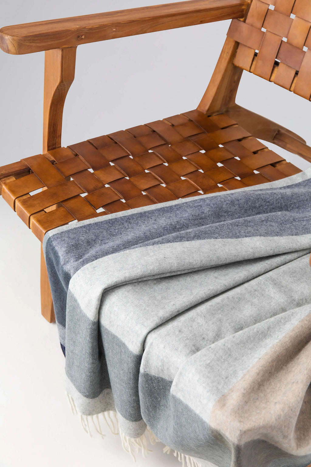 Block Border Wool Throw in Cool