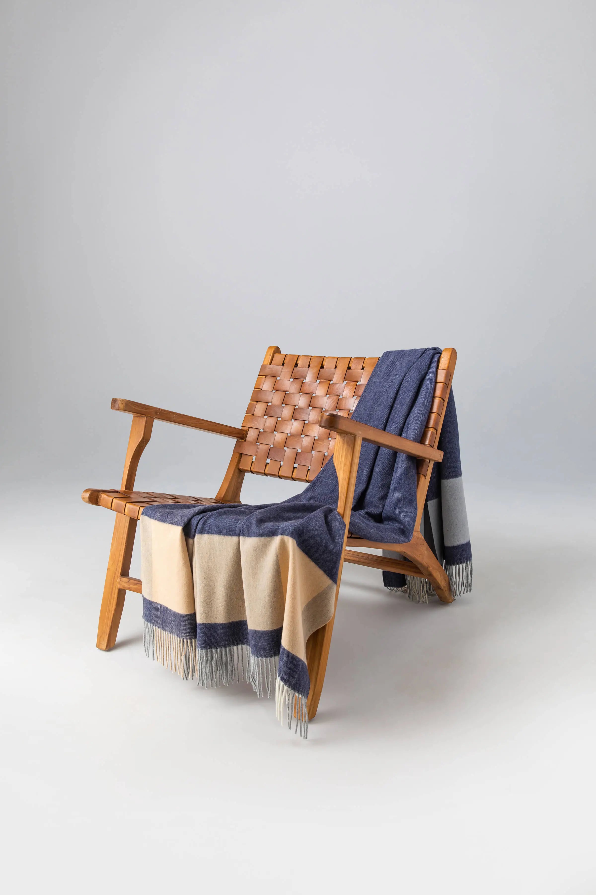 Block Border Wool Throw in Dark