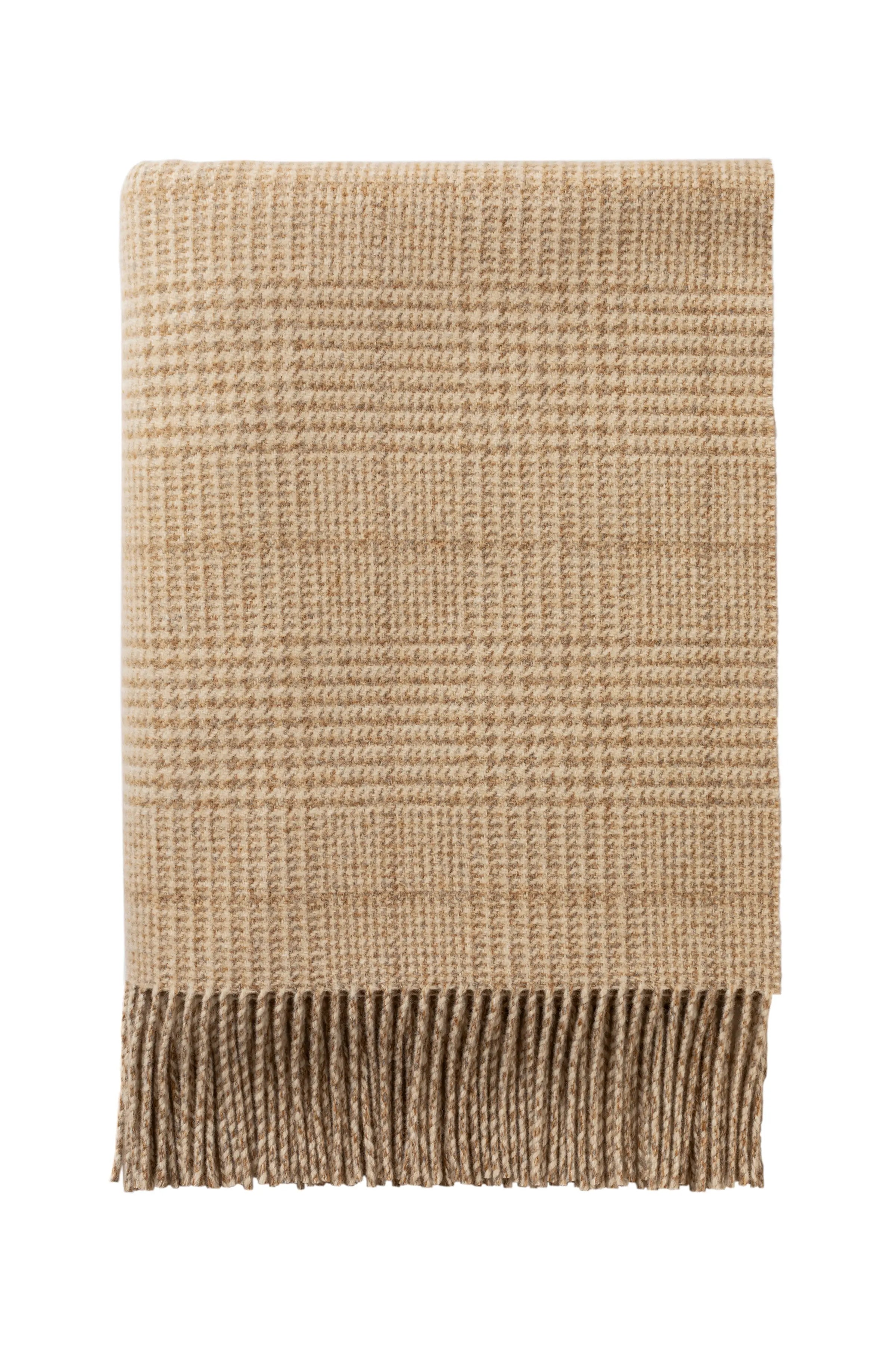 Tweed Glen Check Wool Throw in Natural