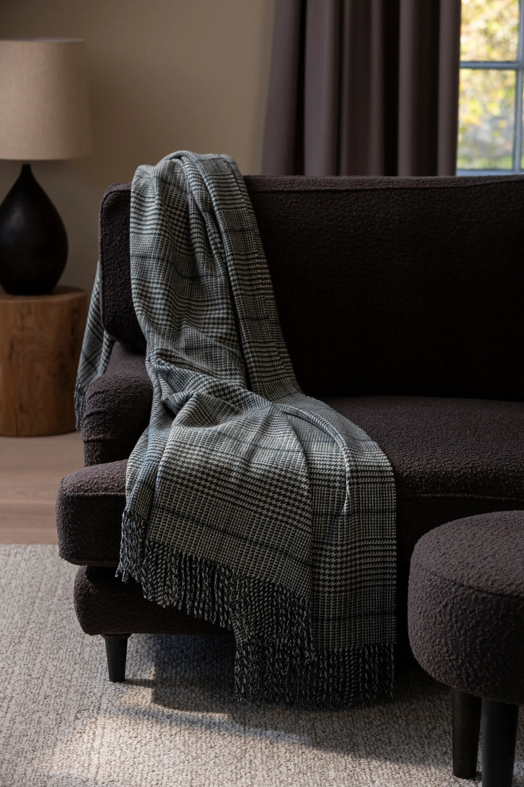 Tweed Glen Check Wool Throw in Green