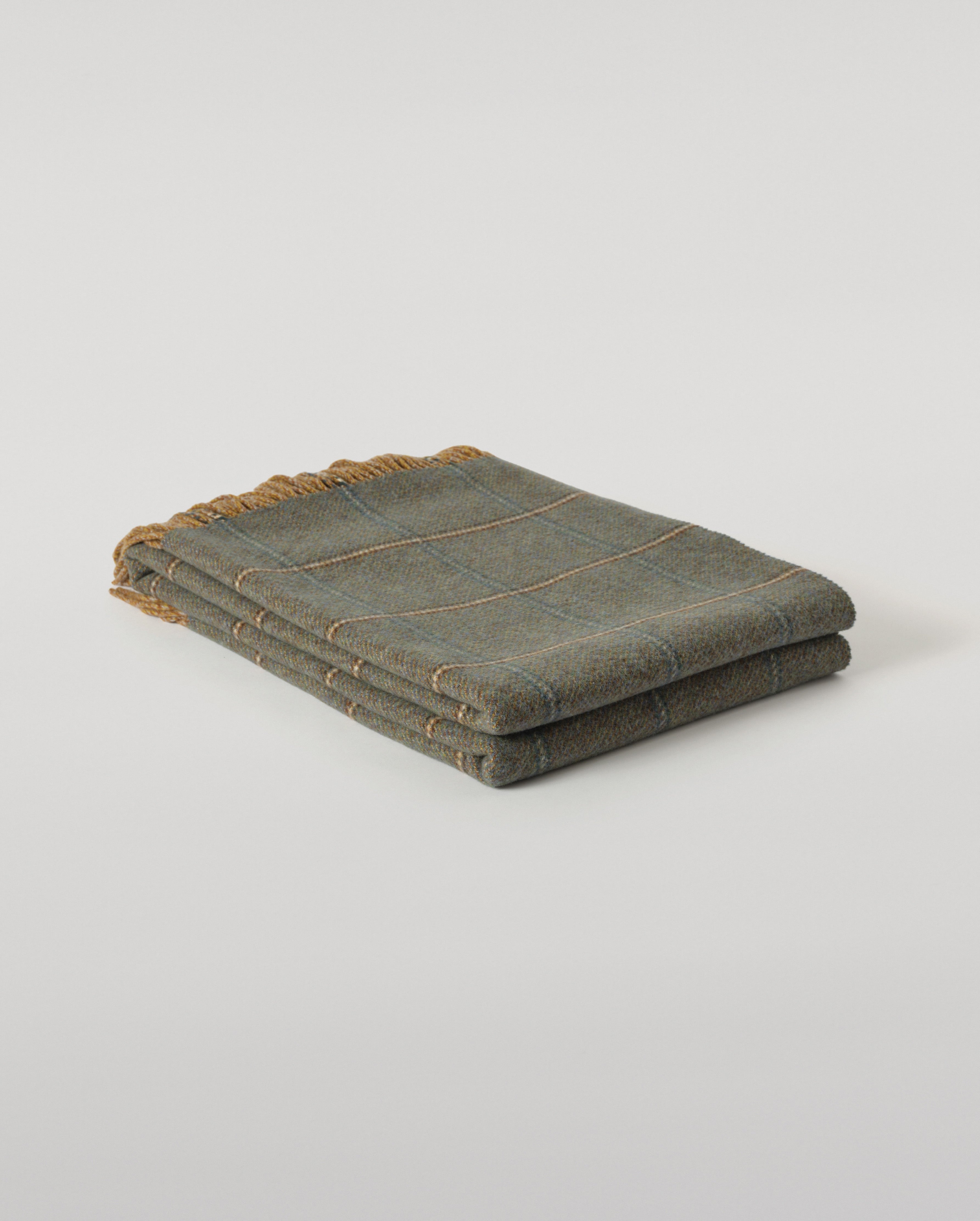 Tweed Green Wool Throw