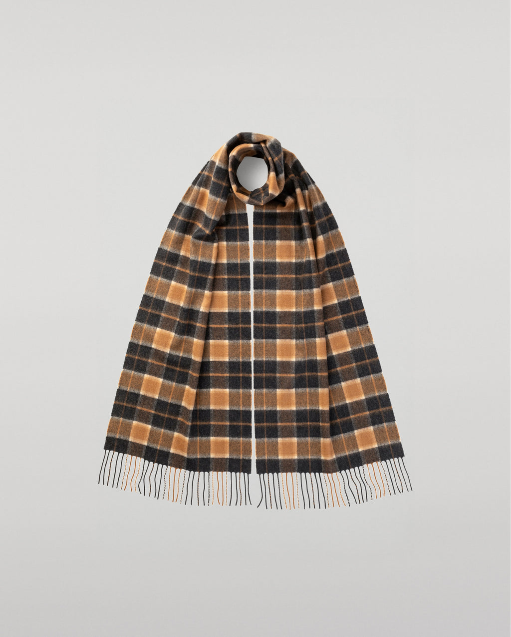Windowpane Check Cashmere & Vicuña Scarf