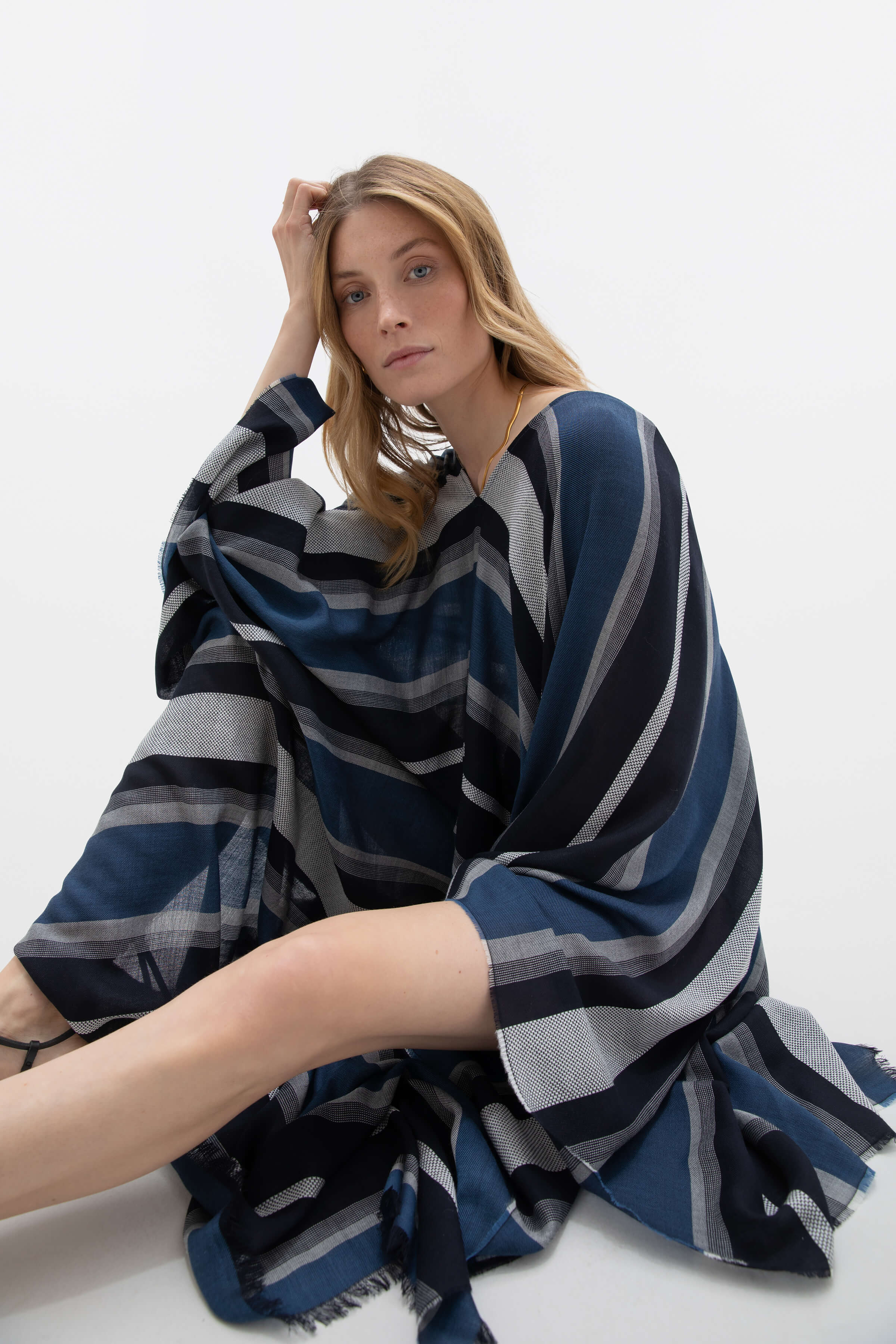 Tissue Textured Stripe Kaftan
