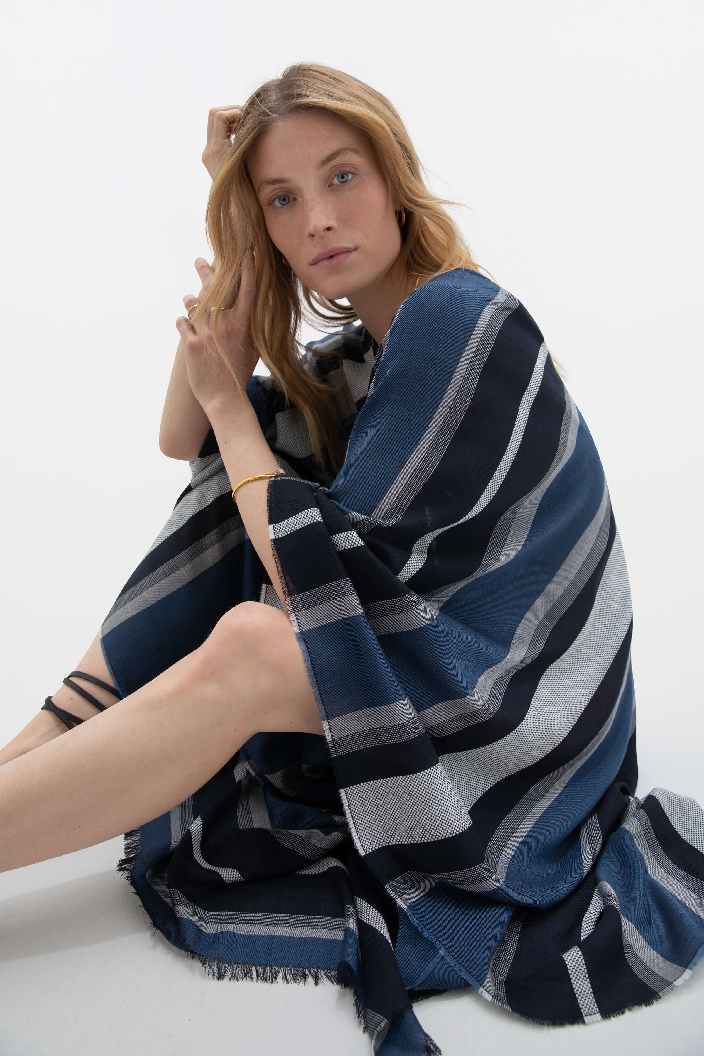 Tissue Textured Stripe Kaftan