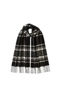 Black & White Stewart Tartan Oversized Cashmere Scarf