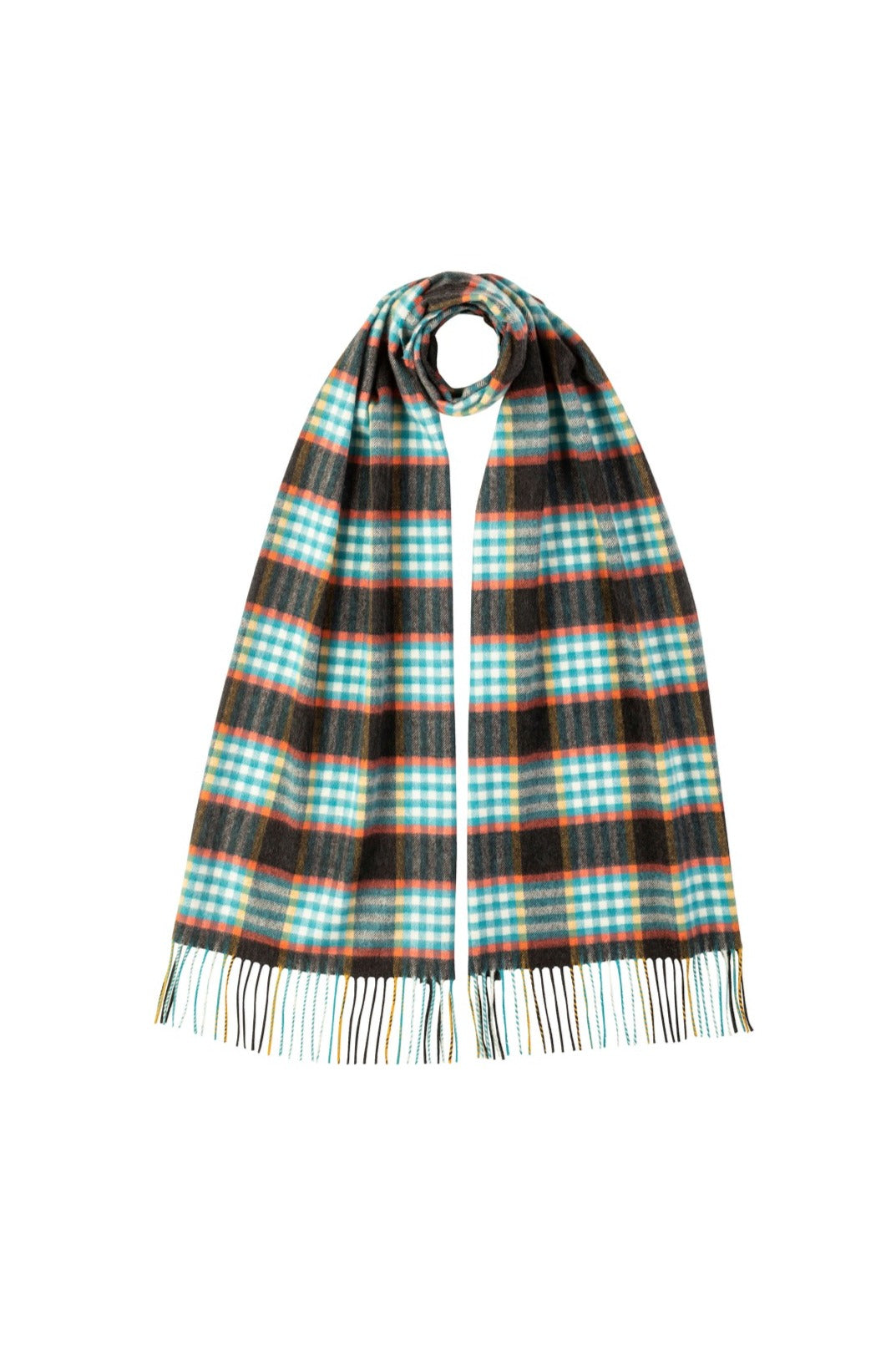 Wide Cashmere Check Scarf