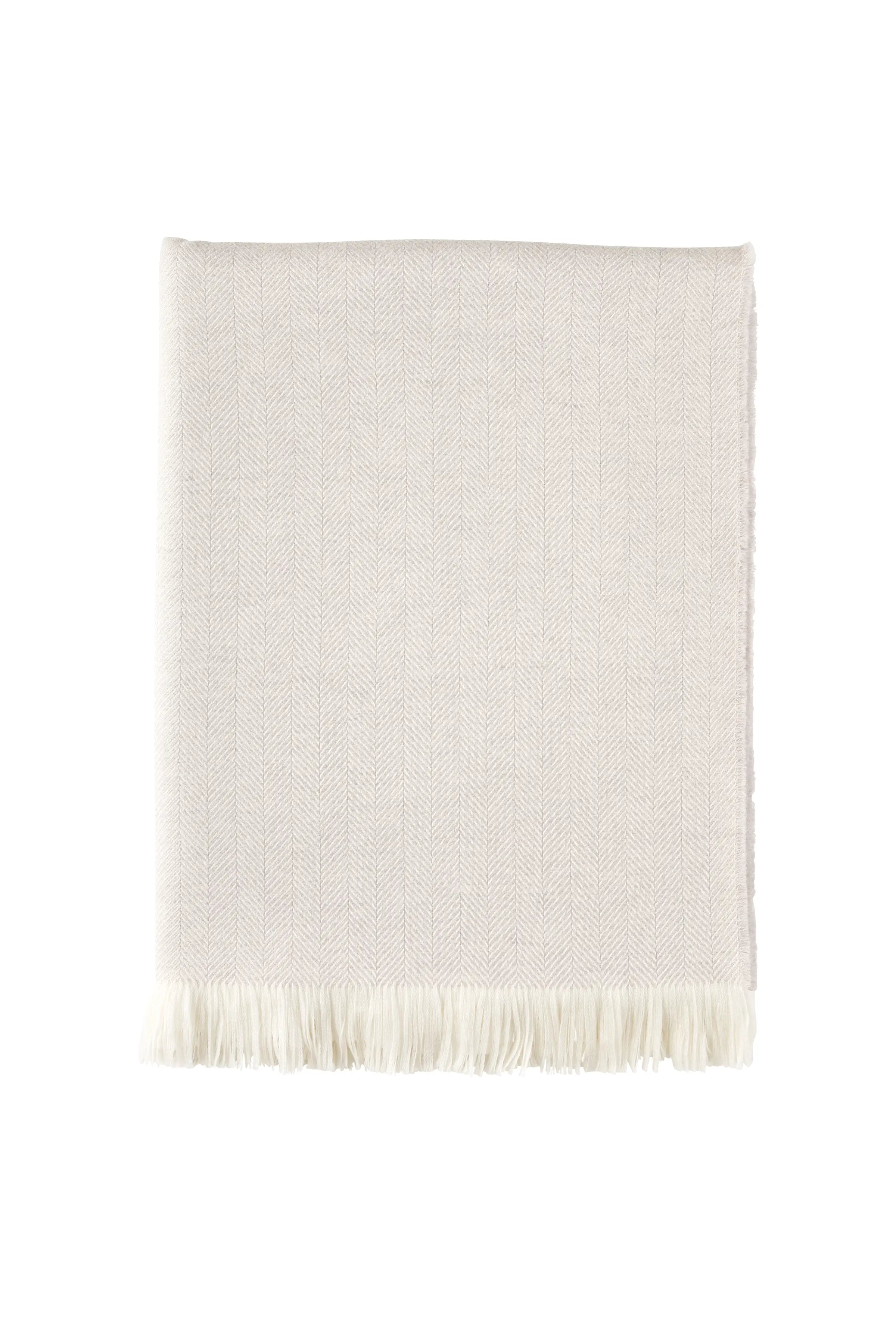 Herringbone Merino Throw in Silver Birch