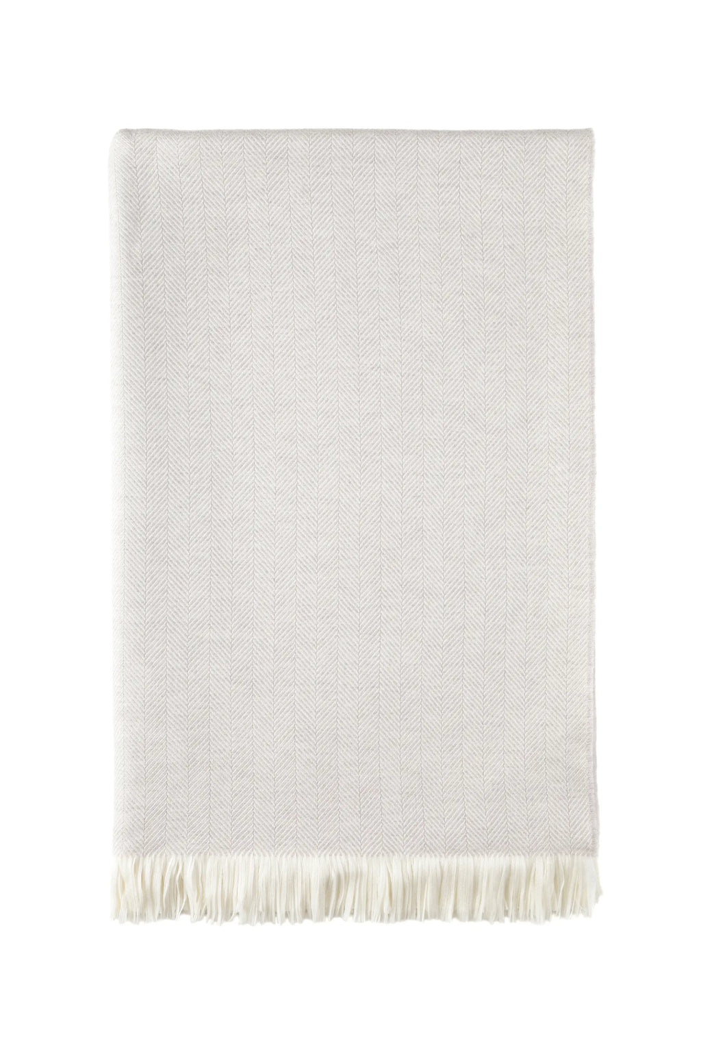 Herringbone Merino Bed Throw in Silver Birch