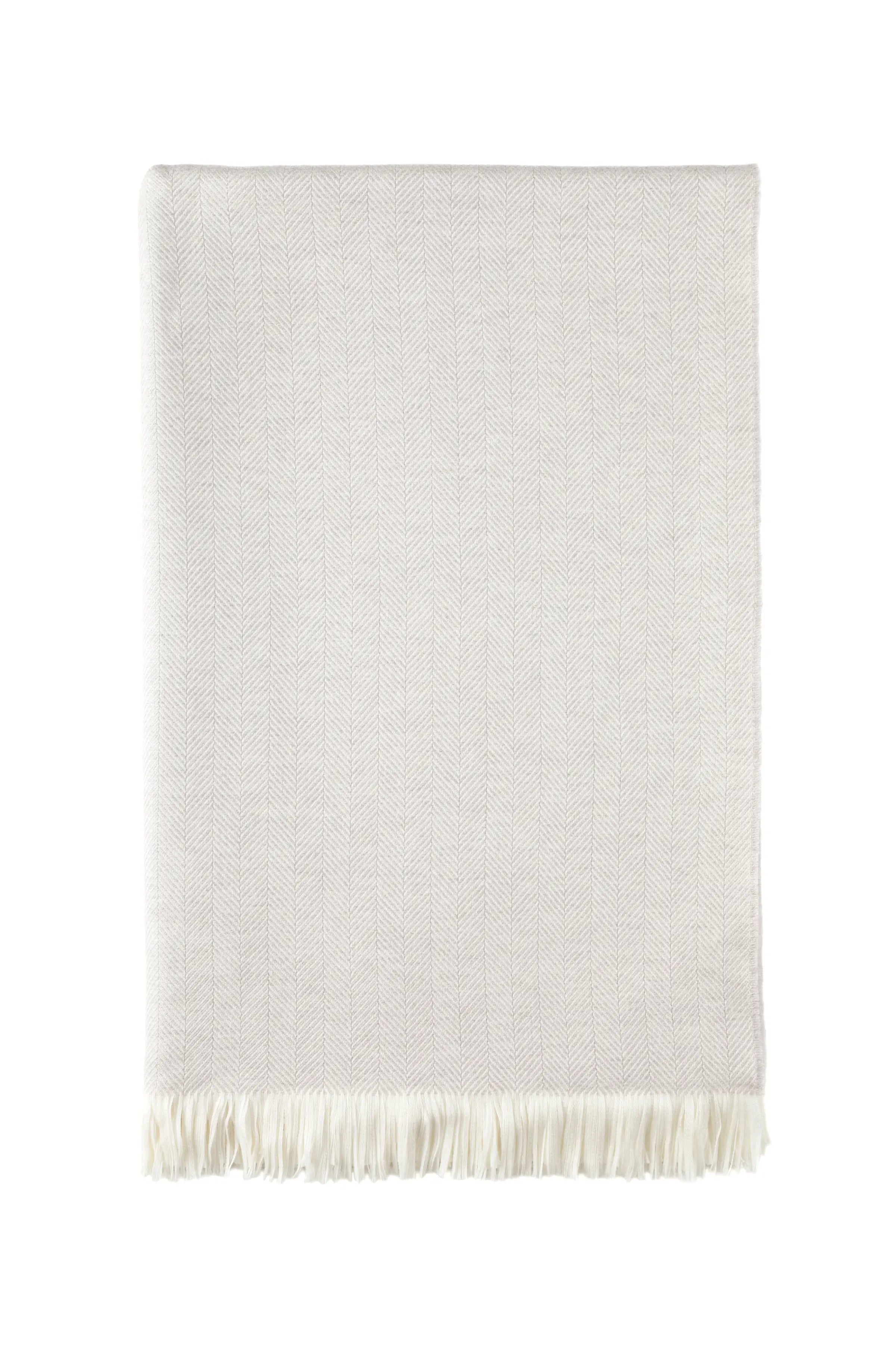 Herringbone Merino Bed Throw in Silver Birch