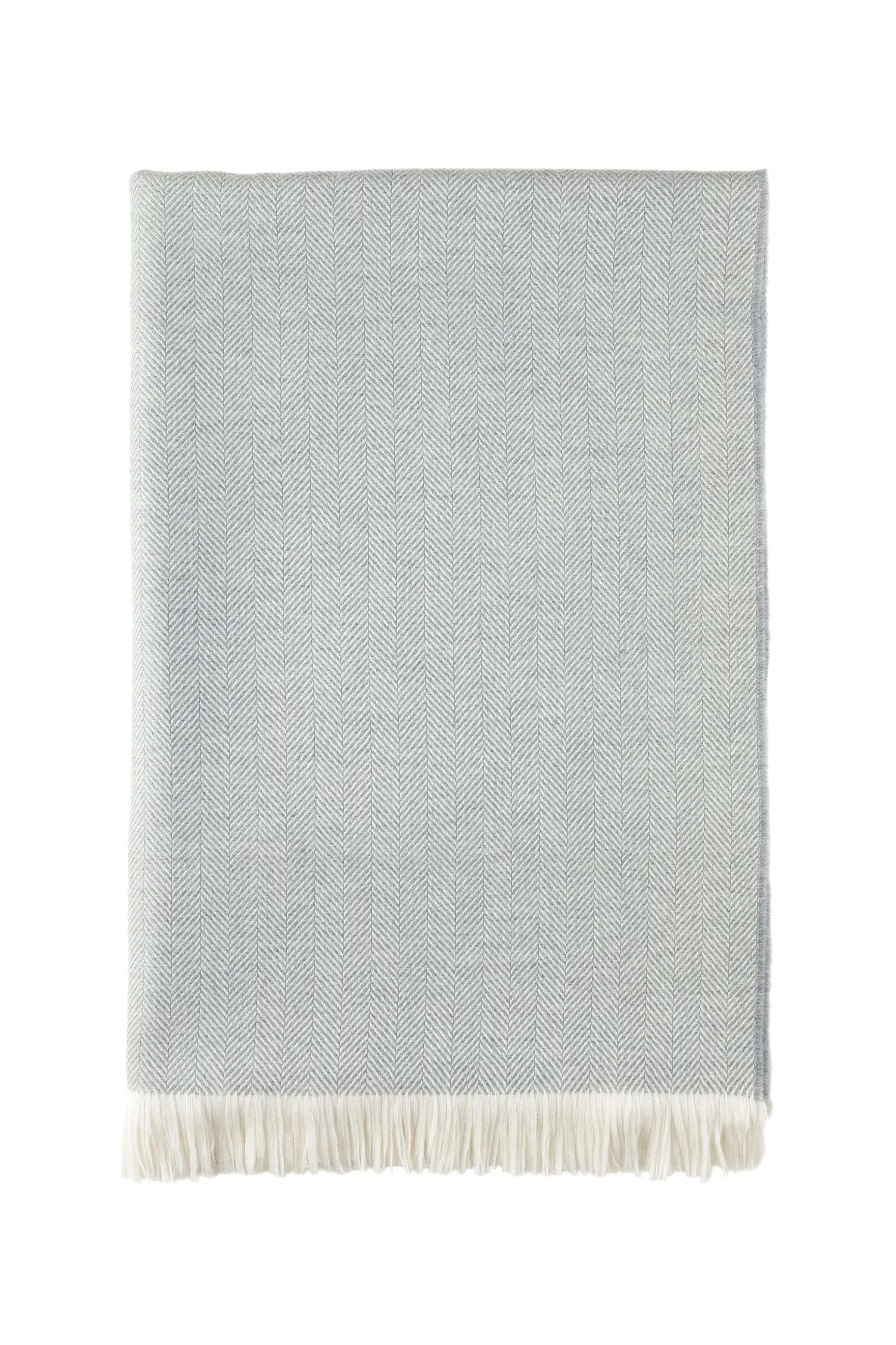 Herringbone Merino Bed Throw in Mist