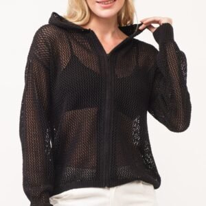 Misbehavin' Hooded Zip Up in Black