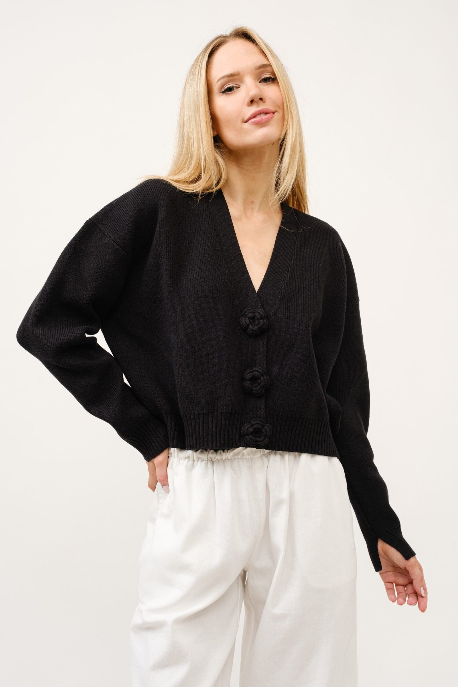 Bring Me Roses Cardigan in Black - Image 2