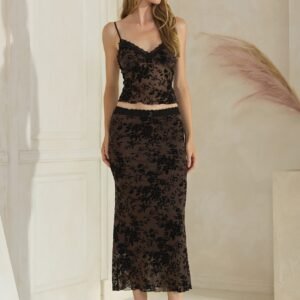 Love On The Run Midi Skirt in Brown