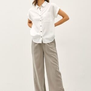 Pink Skies Short Sleeve Top in White