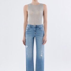 Rose Raw Hem Crop Straight