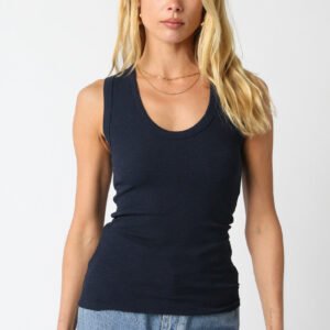 Basic V-neck Tank in Blue