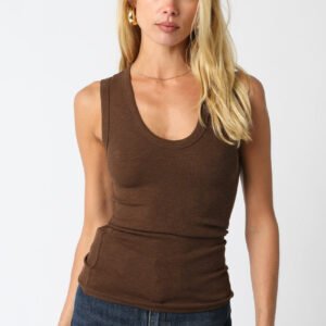 Basic V-neck Tank in Brown