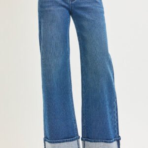 Pin Mid Rise Cuffed Denim