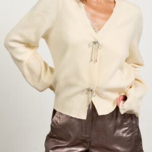 Sparkle Bow Sweater in Cream