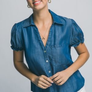 Remi Ruffle Top in Denim