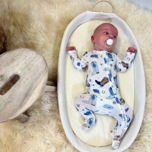 Cowboy Boots - Blue 2 Way Zipper Footie