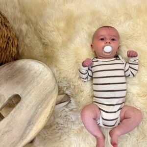 Ribbed Brown Striped Bodysuit