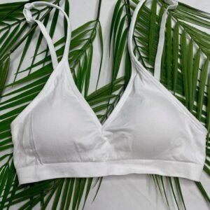 Seamless V-Neck Bra in White